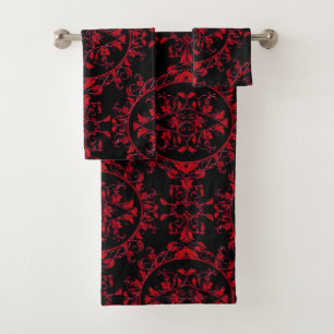 Damassé florale rouge de fête sur l'ensemble noi