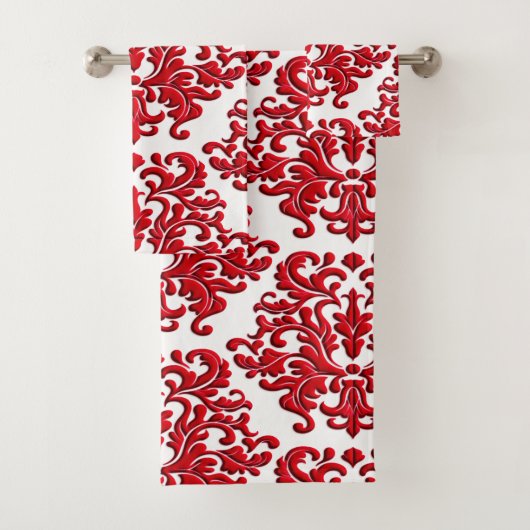 Damassé florale rouge de vacances sur l'ensemble (En situation)