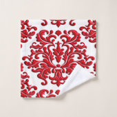 Damassé florale rouge de vacances sur l'ensemble (Gant de toilette)