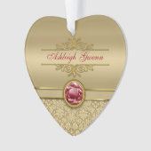 Damassé métallique d'or de pierre gemme rouge (devant)