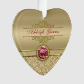 Damassé métallique d'or de pierre gemme rouge (devant)