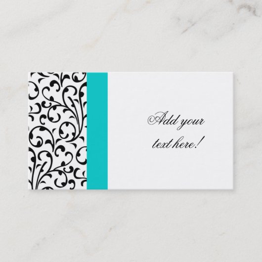 Damassé moderne élégante de carte de visite bleu (Devant)