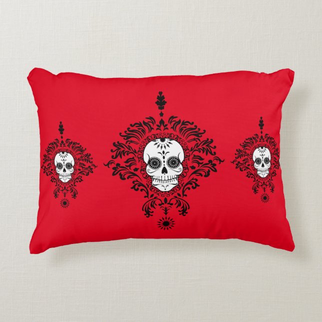 Damassé morte - coussin chic d'accent de crânes de (Devant)