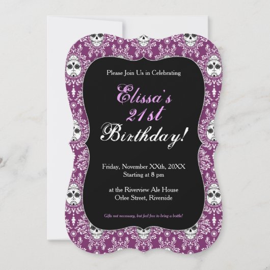 Damassé morte - invitations chics de coutume de (Devant)