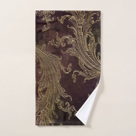 Damassé noir élégant or (Serviette à main)