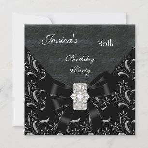 Damassé noir Invitation noir Blanc Argent 35e Bi