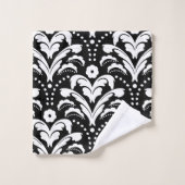 Damassé noire et blanche des années 1930 élégante (Gant de toilette)