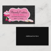 Damassé noire et carte de visite rose de (Devant / Derrière)