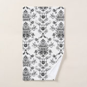 Damassé noire sur l'ensemble blanc de serviette de (Serviette à main)