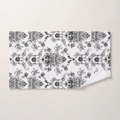 Damassé noire sur l'ensemble blanc de serviette de (Serviette à main)