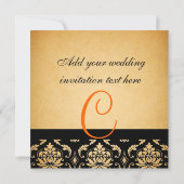 Damassé orange de monogramme de faire-part de (Dos)