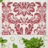 Damassé rouge et blanche de serviette de cuisine… (Plié)