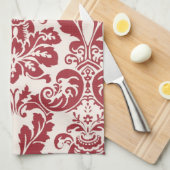 Damassé rouge et blanche de serviette de cuisine… (Quart Plié)