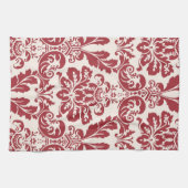 Damassé rouge et blanche de serviette de cuisine… (Horizontal)