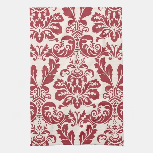 Damassé rouge et blanche de serviette de cuisine… (Vertical)