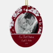 Damassé rouge et grise de premier de Noël ornement (Droite)