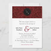 Damassé rouge - Invitation de mariage (Devant)
