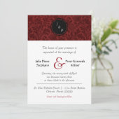 Damassé rouge - Invitation de mariage (Debout devant)