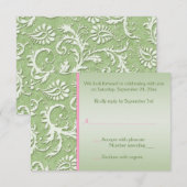 Damassé vert avec carte de réponse rose (Devant / Derrière)