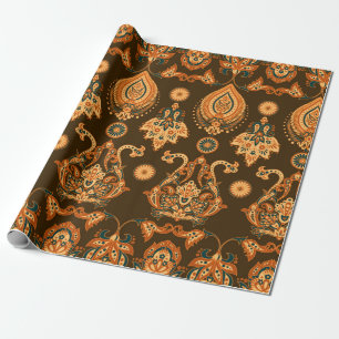 Damasstijl naadloos bloempatroon cadeaupapier