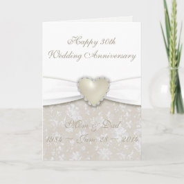 Damast 30e huwelijksverjaardag wenskaart kaart
