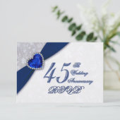 Damast 45e huwelijksjubileum uitnodiging (Staand voorkant)