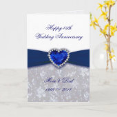 Damast 45e huwelijksverjaardag wenskaart kaart (Gele Bloem)