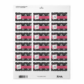 Damast Adres Label Honeysuckle Pink Monogram (Full Sheet)