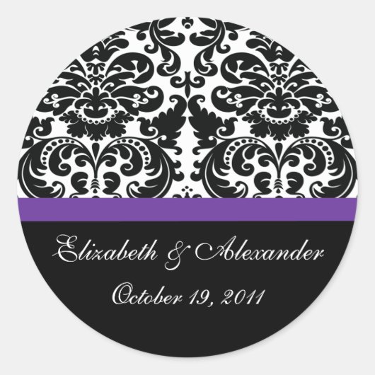 Damast Aubergine Paarse Vrijgezellenfeest Sticker (Voorkant)