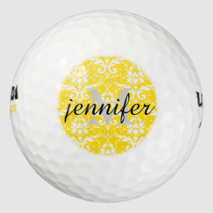 Damast Bloem Motief Persoonlijke Initiaal Naam Kle Golfballen