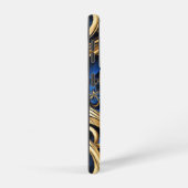 Damast Bloemen Swirls Blauw Goud Zwart Samsung Galaxy Hoesje (Rechterkant)