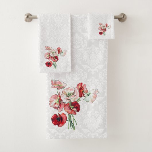 Damast en kleurrijke bloemen bad handdoek (Insitu)