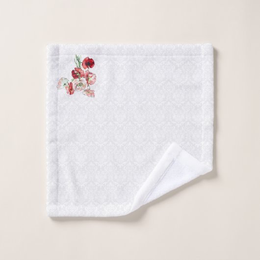 Damast en kleurrijke bloemen bad handdoek (Wasdoekje)