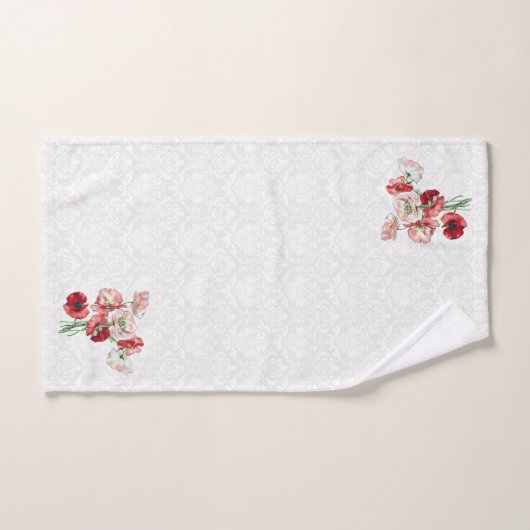 Damast en kleurrijke bloemen bad handdoek (Handdoek)