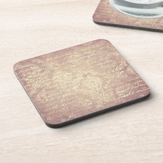  damast en script goud roze distressed bier onderzetter (Linkerzijde)