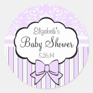 Damast en Stripes Lavendel Douche Ronde Sticker