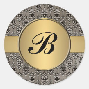 Damast goud monogram envelop seal sticker
