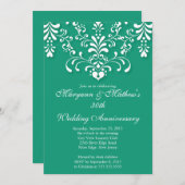 Damast Groene Trouwdag Uitnodiging (Voorkant / Achterkant)