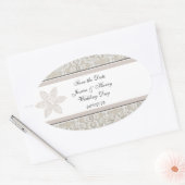  damast kanten ontwerp ovale sticker (Envelop)