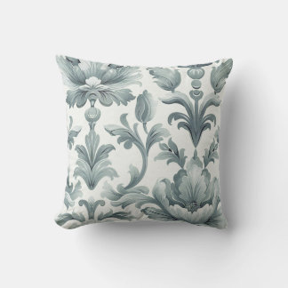 Damast luxe textuur mint groene decoratieve bloem kussen