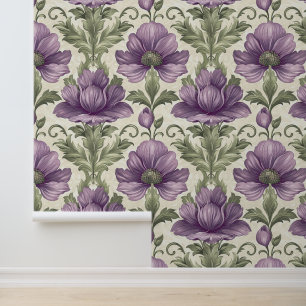 Damast luxe textuur van paarse altvioolbloesem behang