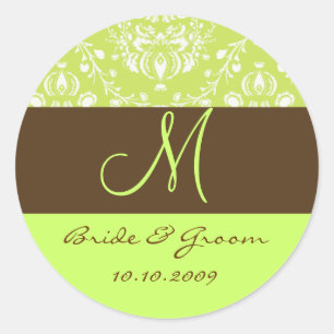 Damast monogram ronde sticker