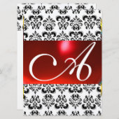 DAMAST MONOGRAM ROOD WIT KAART (Voorkant / Achterkant)