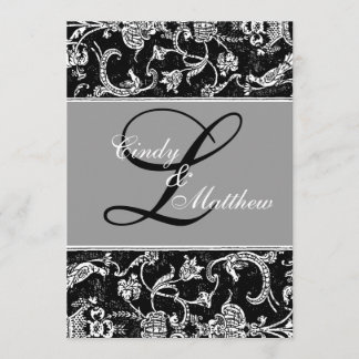 Damast Monogram Uitnodiging
