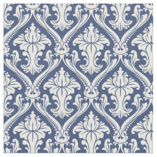 Damast Navy Blau Barok Patroon Stof