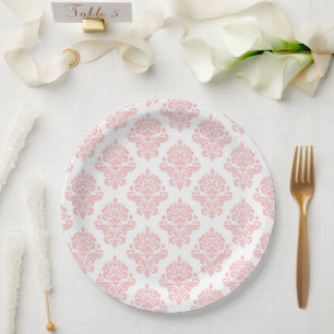 Damast Pastel Roze Perzik Feest Papieren Bord