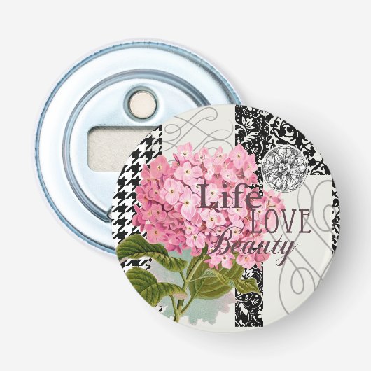 Damast Patroon Bloemen Decor  Button Flesopener (Voorkant)