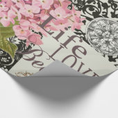 Damast Patroon Bloemen Decor Cadeaupapier (Hoek)