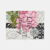 Damast Patroon Bloemen Decor  Fleece Deken (Voorkant (Horizontaal))