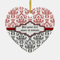 Damast patroon zwart rood wit aangepaste ornament